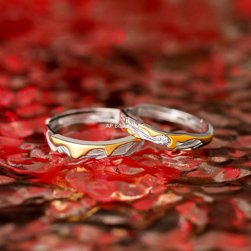 D廠-原創足銀S999熔岩紋理情侶對戒冷淡風輕奢款個性送女友手飾批發「YC4442R_1」25.11-4