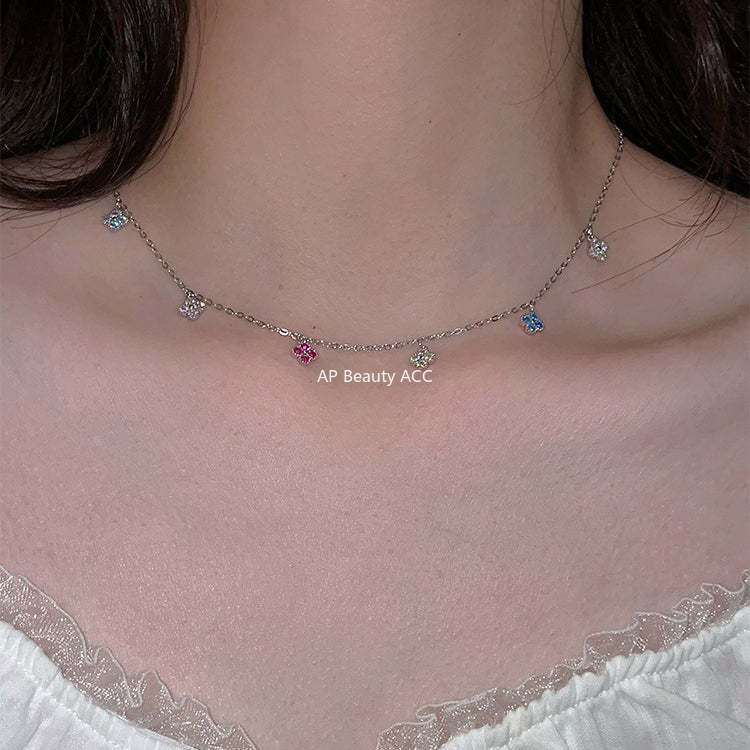 C廠-新款爆款復古多巴胺四葉草項鍊女925純銀百搭法式輕奢疊戴鎖骨鏈「XL-1214」25.12-2