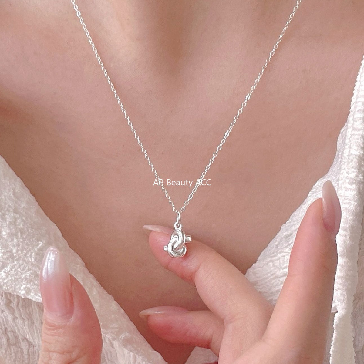 F廠-韓國韓版925純銀打結愛心項鍊簡約氣質ins網紅小紅書項鍊「B1380」25.11-1