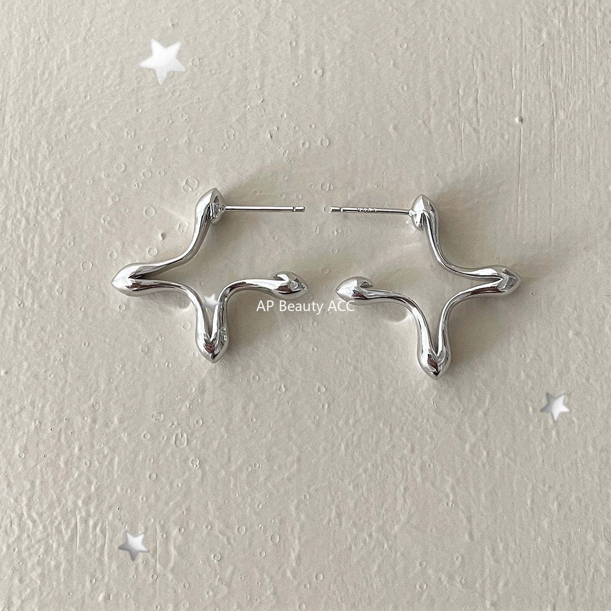 C廠-韓版INS四芒星銀針耳釘小眾輕奢設計感高級耳環日常百搭秋冬耳飾「EH-4276」25.11-4