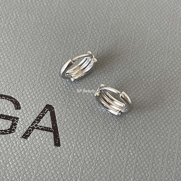 C廠-925銀針耳環線圈重疊耳釘女小眾設計感高級耳耳圈耳釘爆耳飾「EH-3132.SJ」25.12-2