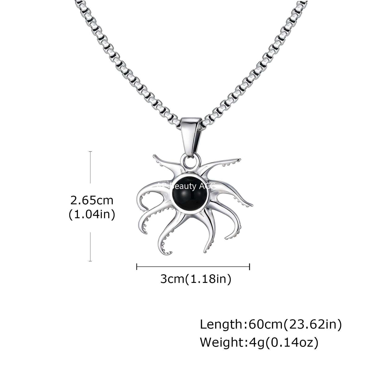 G廠-不鏽鋼男士小眾設計感酷颯個性黑瑪瑙八爪魚吊墜「PN-2220」25.12-2