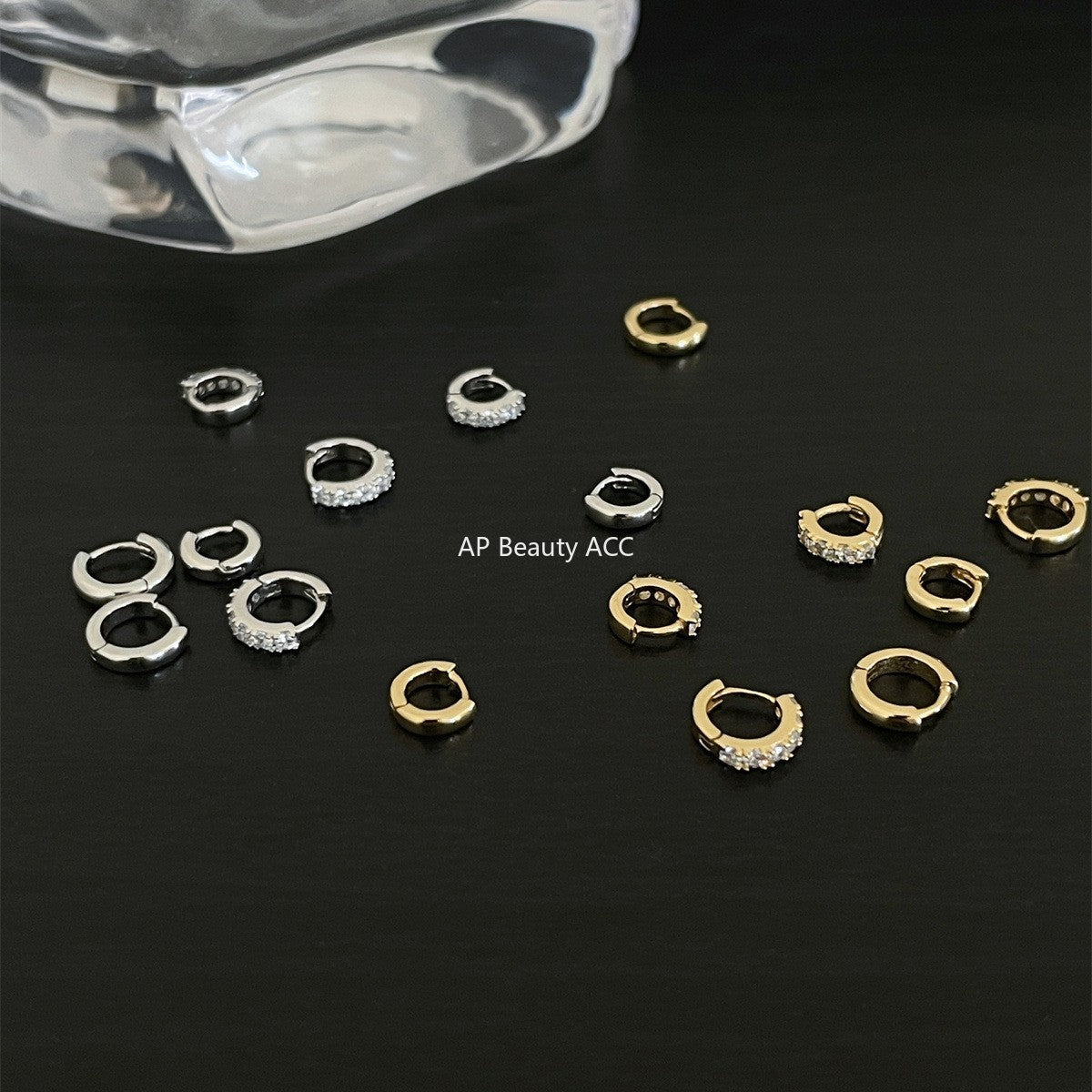 C廠-極簡冷淡風鋯石耳環女輕奢高級感mini純銀耳圈精緻時尚氣質耳扣「EH-4209」25.10-3