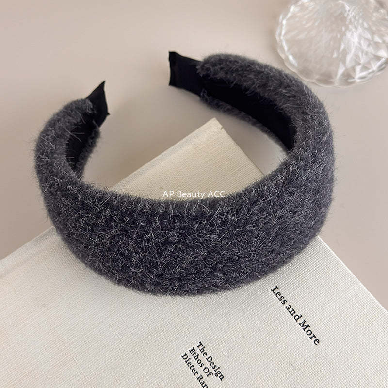 E廠-秋冬細毛絨加厚寬邊髮箍女2025新款高顱頂頭箍氣質百搭髮卡髮飾「27710」25.11-3