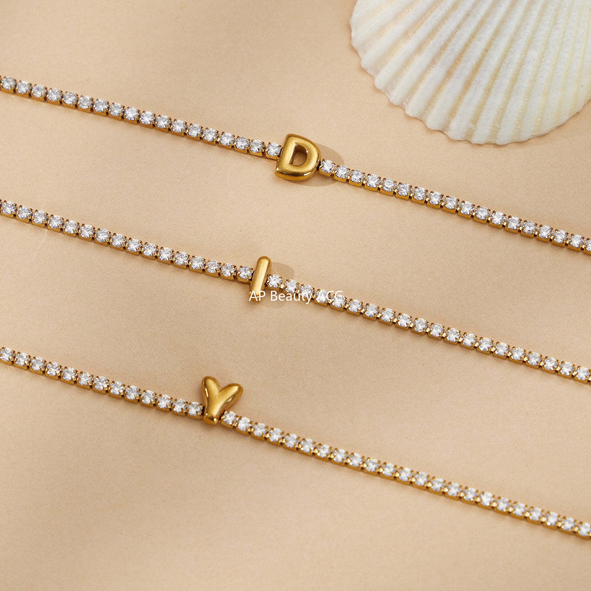 B廠-爆閃爪鑲鋯石26字母手鍊 不鏽鋼鍍18k真金時尚精緻氣質珠寶首飾女「RE023」25.12-3