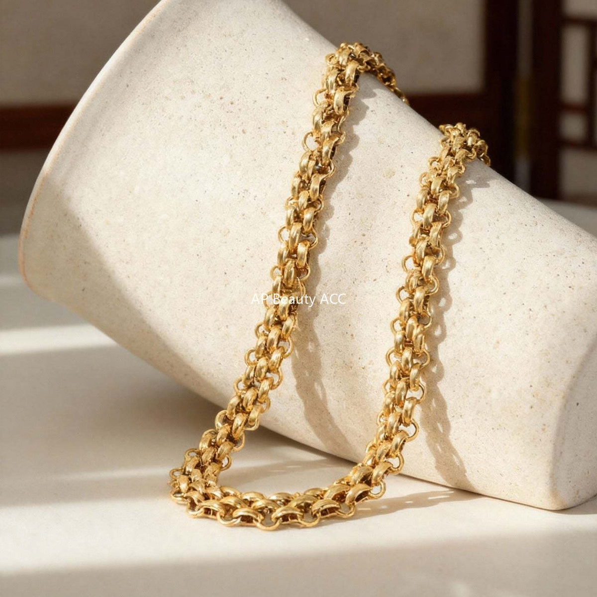 B廠-不鏽鋼OT扣純粗鏈條項鍊手鍊套裝歐美中性嘻哈誇張飾品鍍18k真金「P1441」25.12-2