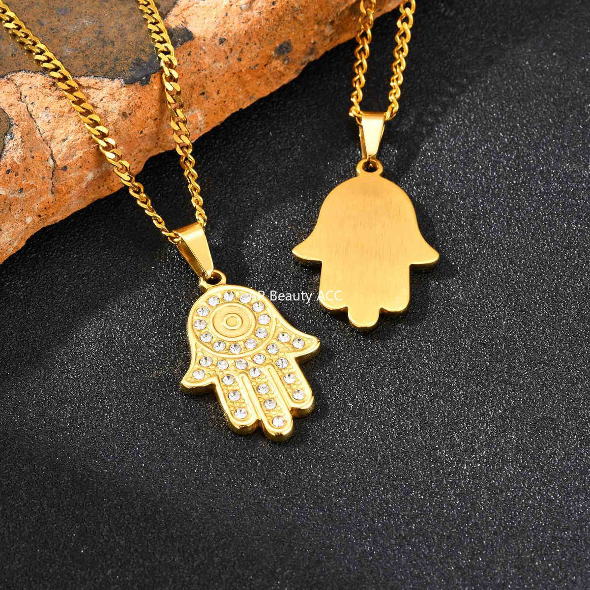 G廠-不鏽鋼個性化符號法蒂瑪之手鋯石日常百搭吊墜「PN-2264」25.11-2