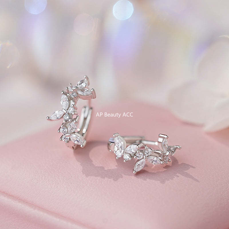 D廠-S999足銀韓版韓風蝴蝶耳扣女優雅文藝氣質甜美溫柔可愛耳飾「YC7071E_1」25.10-5