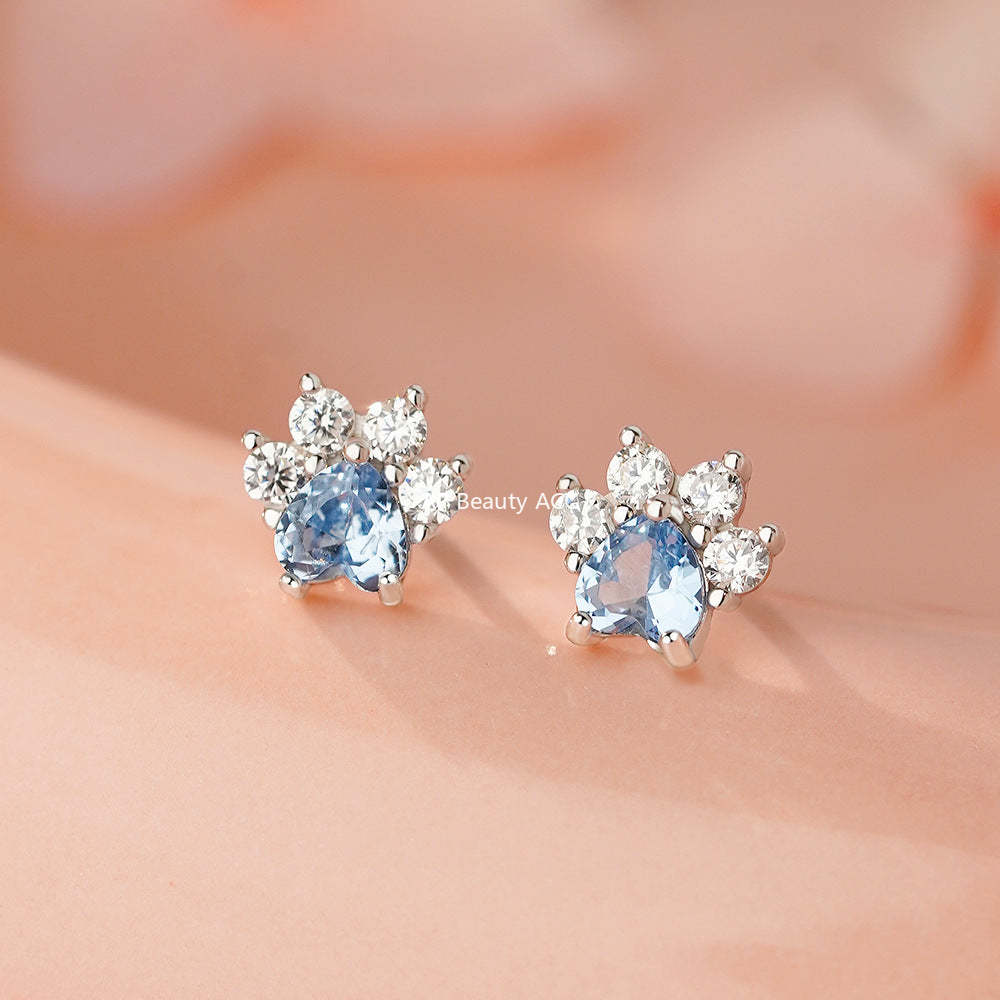 D廠-足銀S999貓爪鋯石耳環甜美韓風輕奢可愛養耳洞小眾溫柔耳飾「YC2285E_1」25.12-1