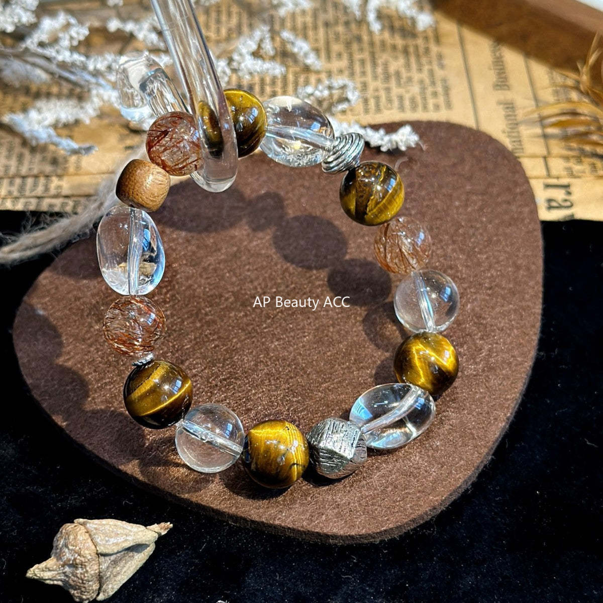 AS廠-天然黃虎眼黑金超白水隨形手鍊手串美拉德小眾設計秋冬感百搭「l2971」25.10-5