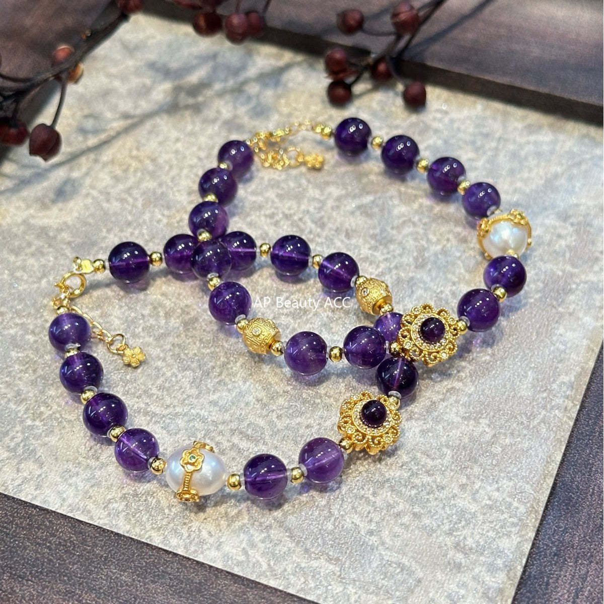 AS廠-天然紫水晶s925銀配件新中式設計款可調節手串手鍊閨蜜送禮「l2953」25.10-5