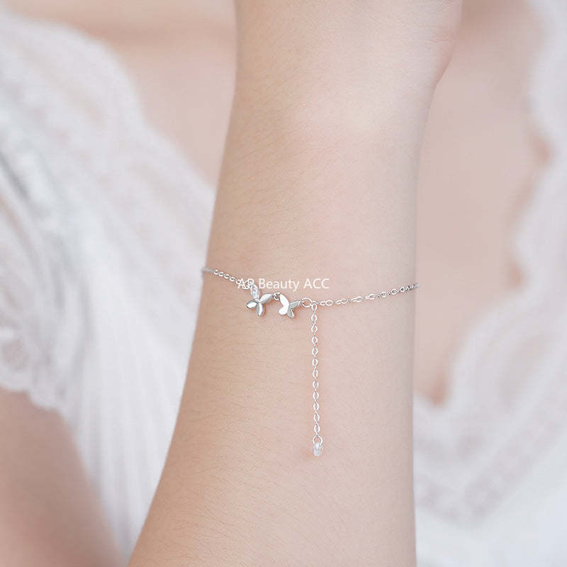 D廠-S925純銀清新蝴蝶結流蘇手鍊甜美風可愛百搭氣質休閒小眾手飾「YC5115SL_1」25.10-5