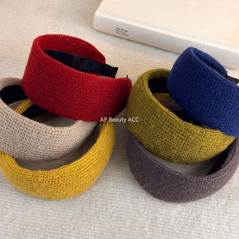 E廠-秋冬針織高顱頂毛線寬邊髮箍女高級感洋氣時尚壓髮頭箍髮卡頭飾潮「27794」25.12-3