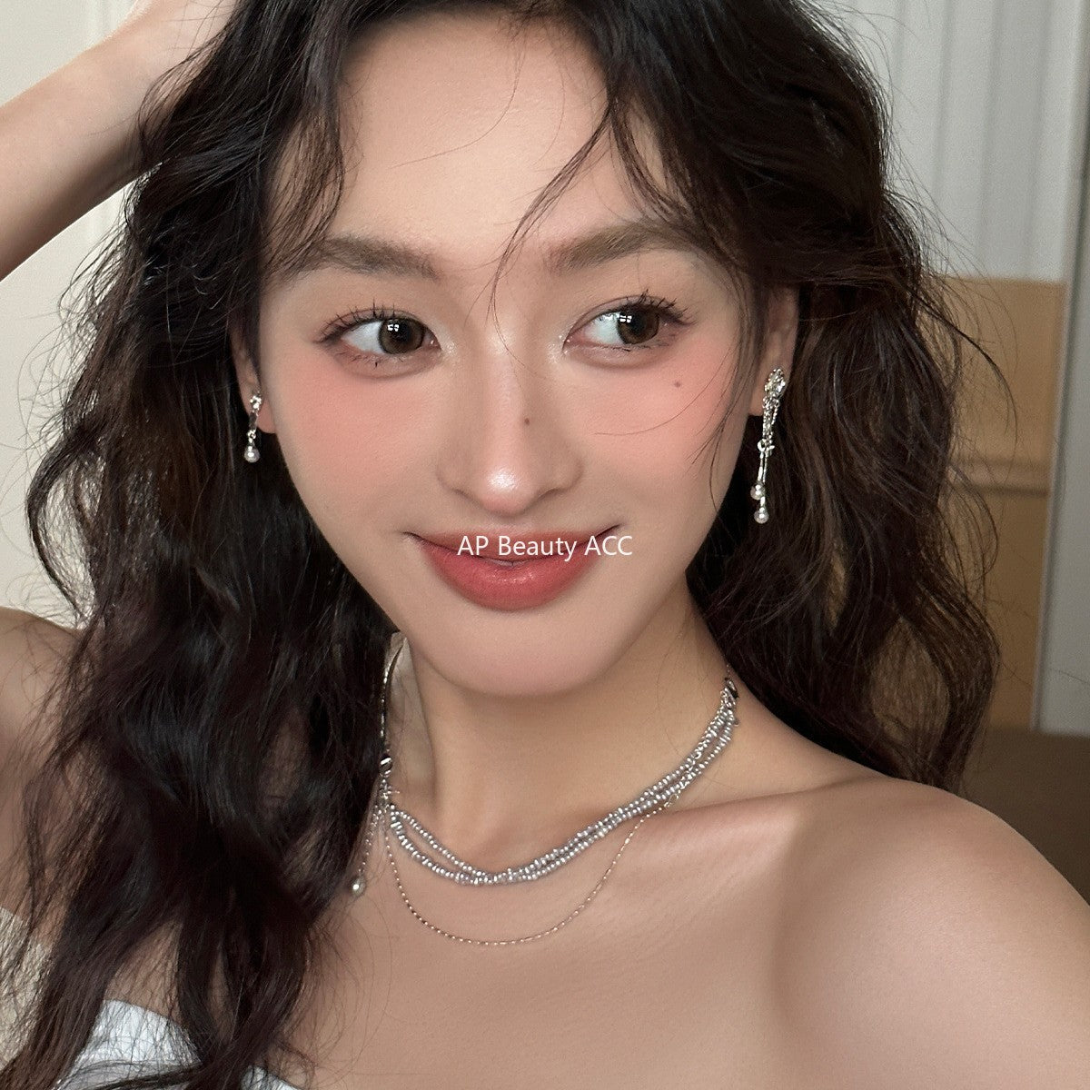 C廠-超仙珍珠花朵耳釘女小香風不對稱銀針流蘇耳環簡約高級感星星耳飾「EH-3983」25.10-2