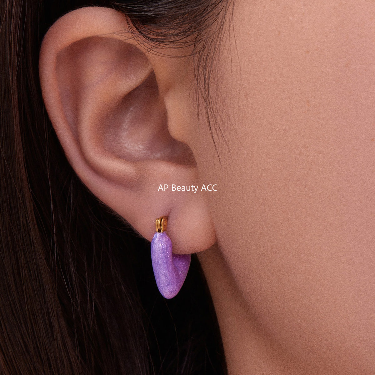 B廠-ins跨境熱銷款不對稱滴油愛心耳環輕奢高質感耳扣鍍18k真金「F924」25.11-2