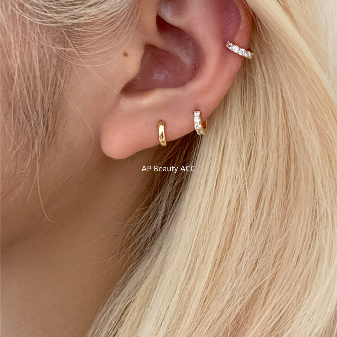 C廠-極簡冷淡風鋯石耳環女輕奢高級感mini純銀耳圈精緻時尚氣質耳扣「EH-4209」25.10-3