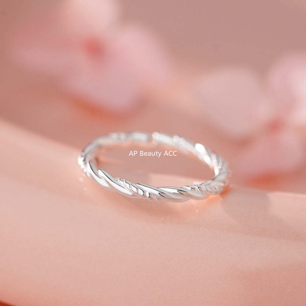 D廠-純銀S925精緻麻花戒指女輕奢簡約甜美高級感氣質百搭小眾指環「YC3302R_1」25.12-3