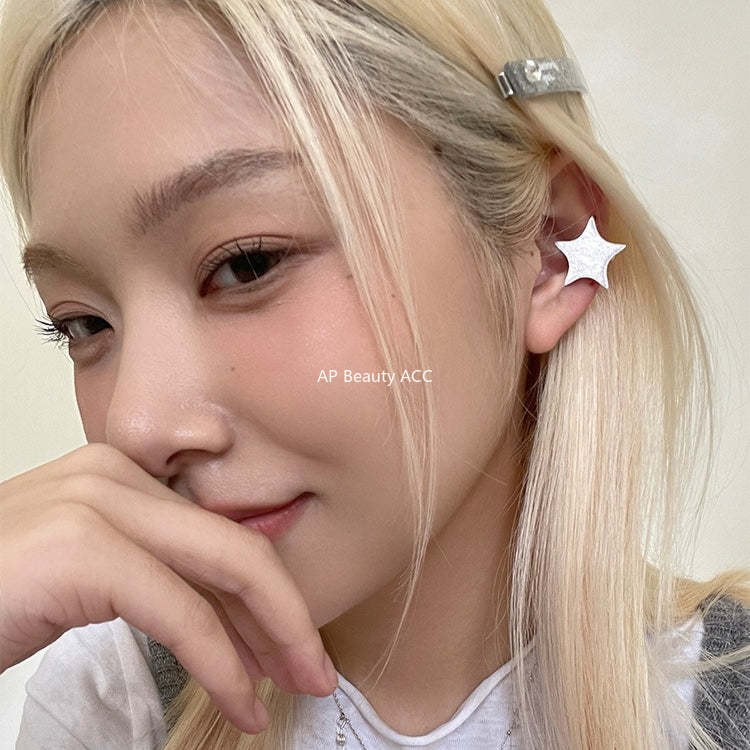 C廠-韓版拉絲五角星無耳洞耳夾女時尚簡約氣質耳骨夾輕C形高級感輕奢「EJ-49」25.12-1