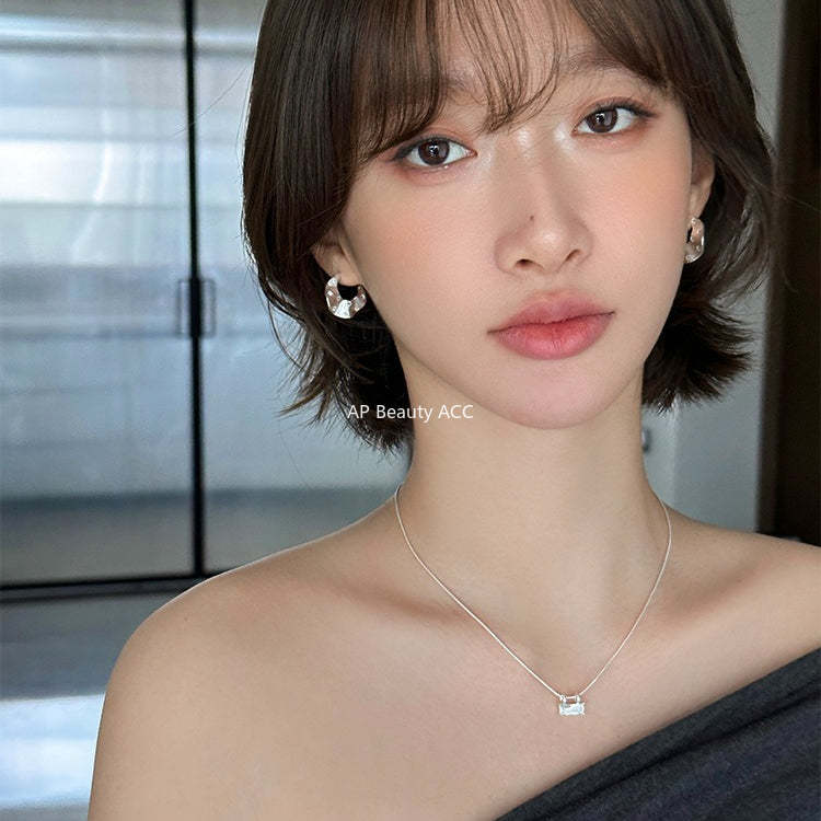 C廠-歐美風褶皺復古鋯石耳釘女冷淡風獨特誇張耳環簡約氣質新款潮耳飾「EH-4185」25.10-5