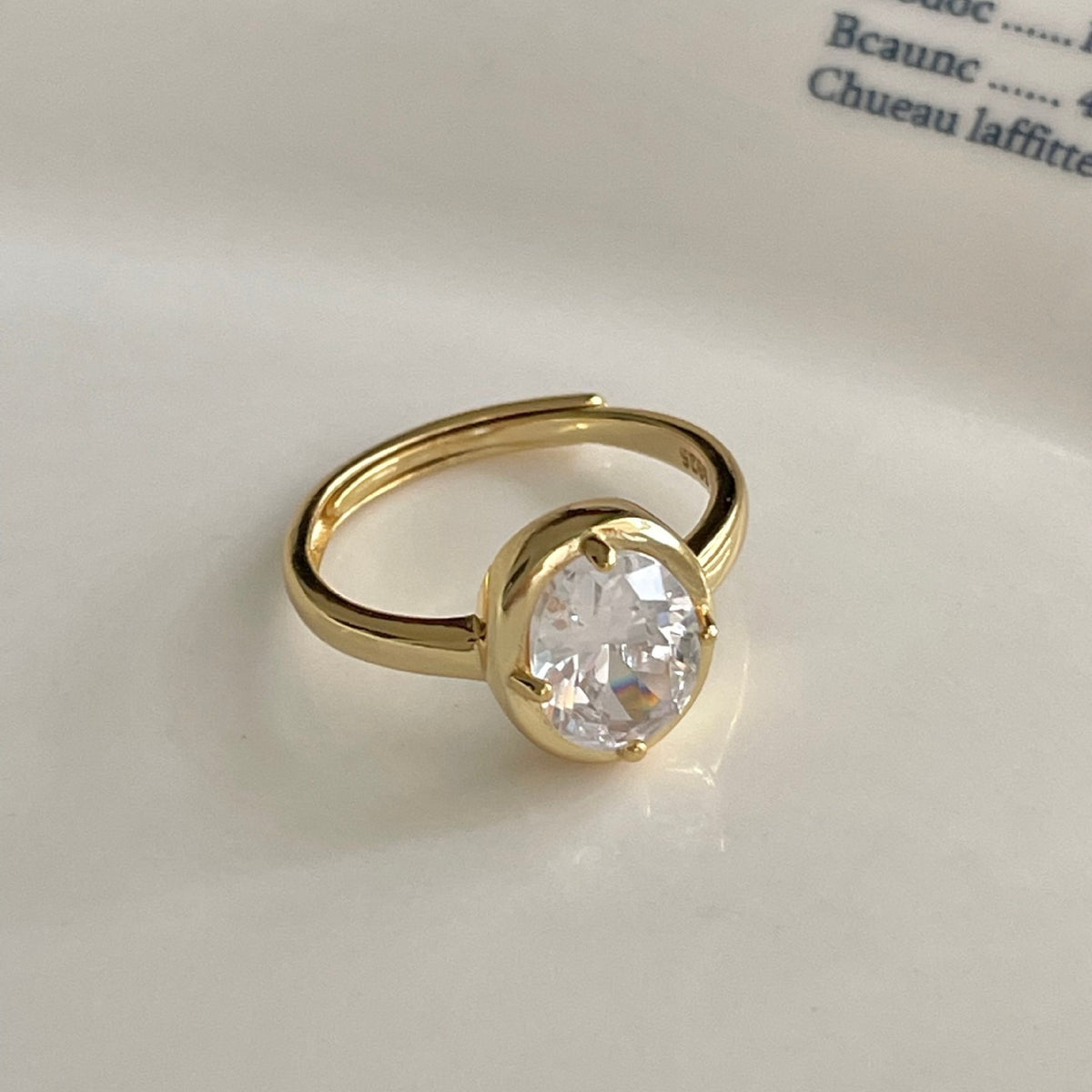 F廠-韓版韓版925純銀橢圓鋯石戒指簡約小紅書INS時尚開口戒「J2146」25.11-4