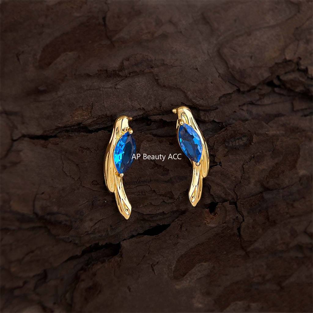 A廠-原創藝術鳥鑲嵌鋯石個性小眾設計創意925銀針新耳飾工廠 耳環女「7154」25.11-4