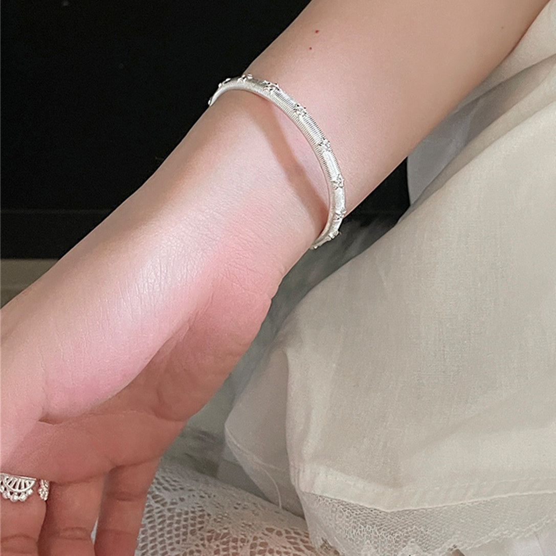 C廠-復古竪紋五角星鋯石手鐲女高級感網紅爆款輕奢小眾設計感氣質手飾「SL-485」25.09-3
