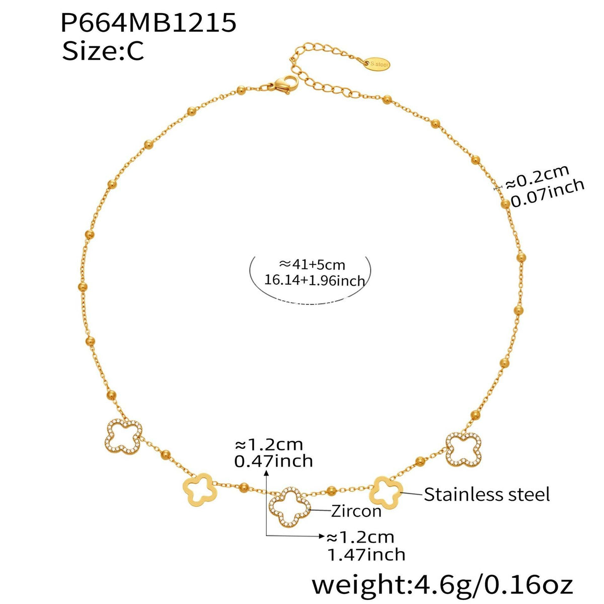 B廠-不鏽鋼5A鋯石Y字花朵流蘇項鍊鍍18k真金歐美時尚簡約輕奢珠寶首飾「P664」25.12-3