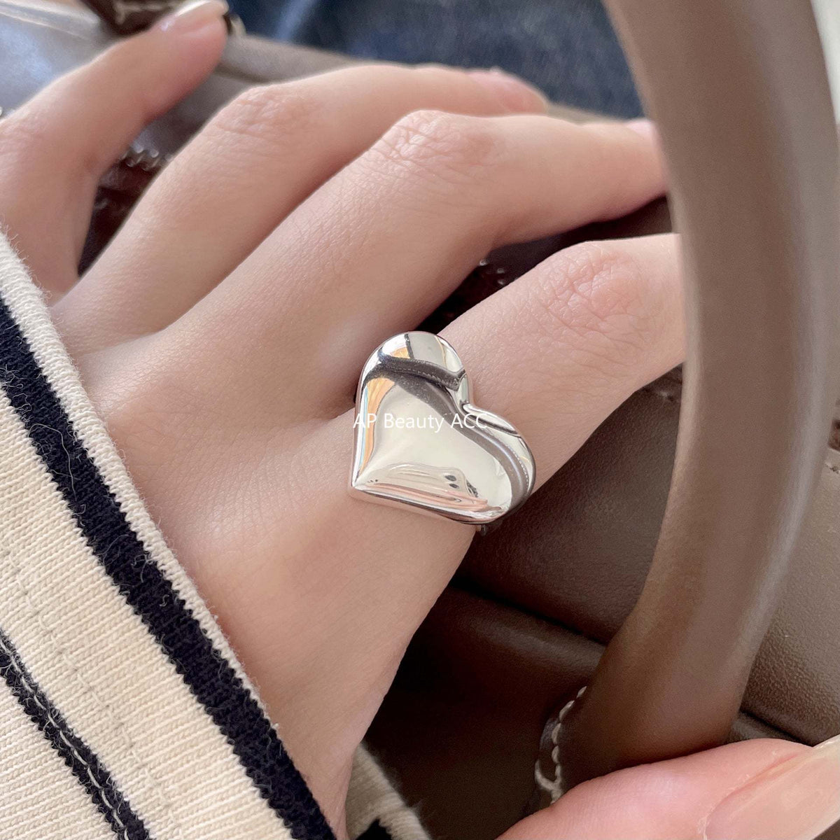 F廠-韓國 韓版飾品925純銀愛心戒指個性氣質小紅書INS戒指「J1901」25.12-2