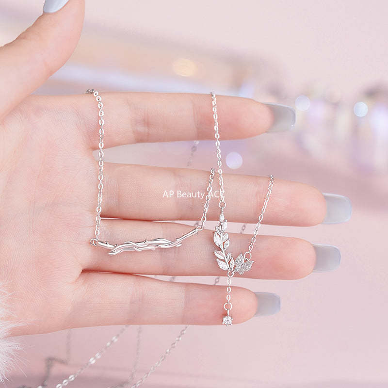 D廠-S999足銀個性花枝蝴蝶鎖骨鏈女韓風少女感氣質文藝風情侶項鍊批發「YC1811N_1」25.11-3