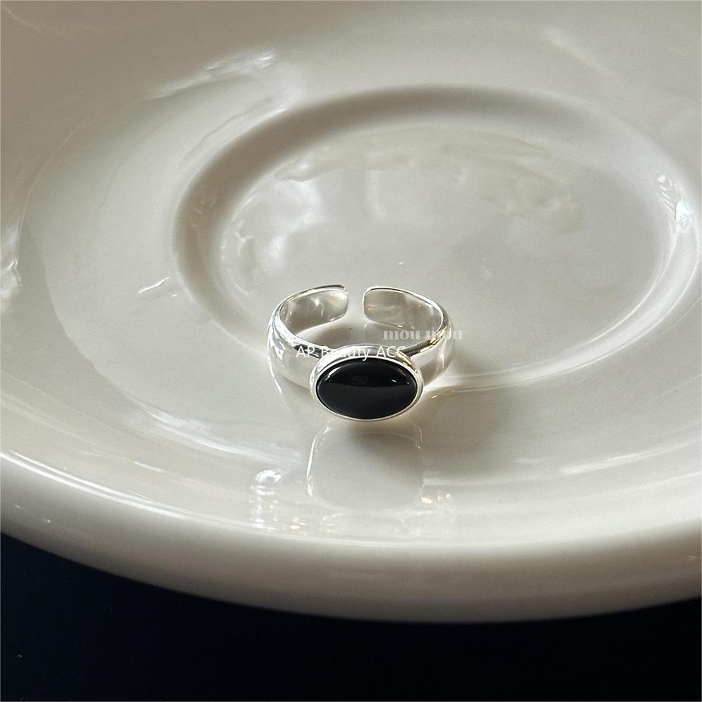 F廠-韓版韓版925純銀黑瑪瑙戒指簡約小紅書INS時尚開口戒「J1922」25.11-1