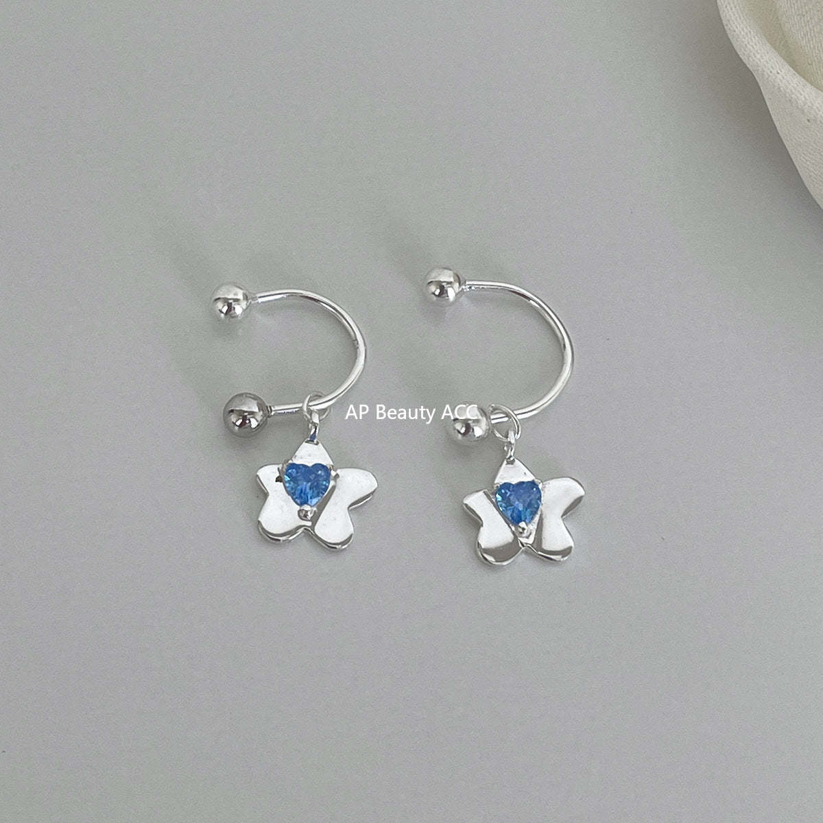 C廠-精緻韓系花朵吊墜耳釘女百搭甜美氣質銀針愛心耳環簡約甜酷風耳飾「EH-4340」25.11-4