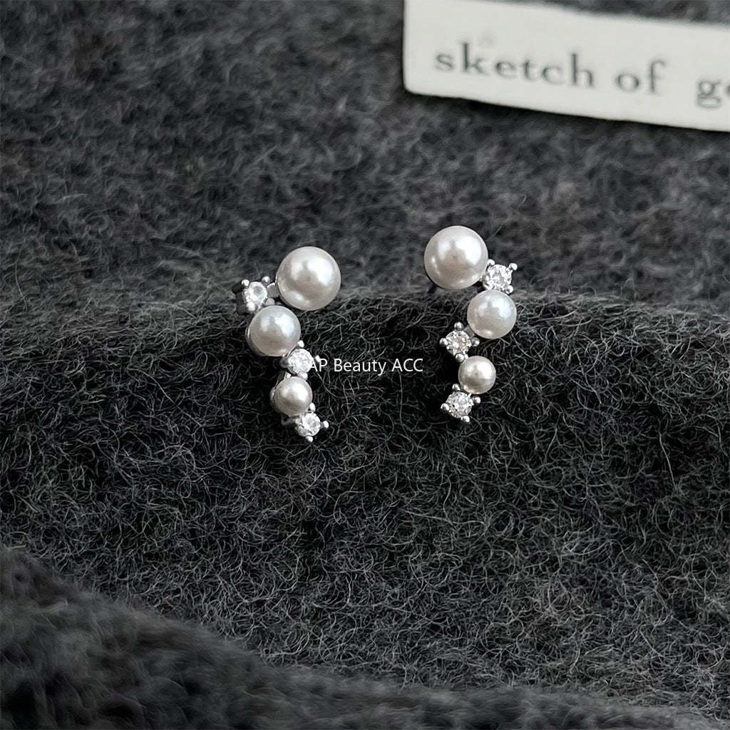 A廠-微鑲鋯石個性925銀針幾何不規則新款時尚通勤新耳飾「7201」25.12-1