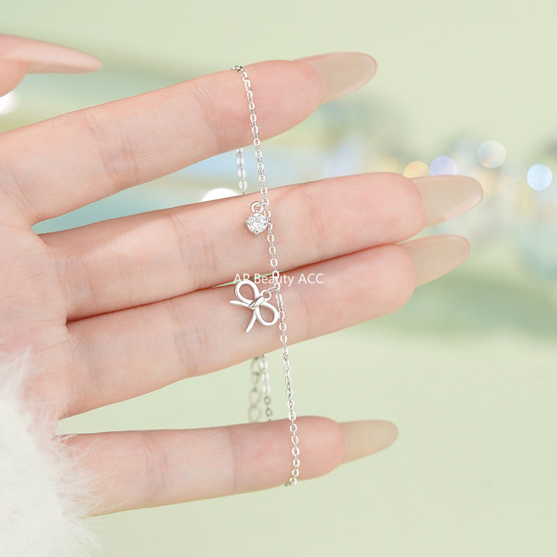 D廠-S999足銀甜美蝴蝶結鋯石手鍊女文藝優雅秋冬氣質小眾閨蜜手飾「YC4519SL_1」25.11-2