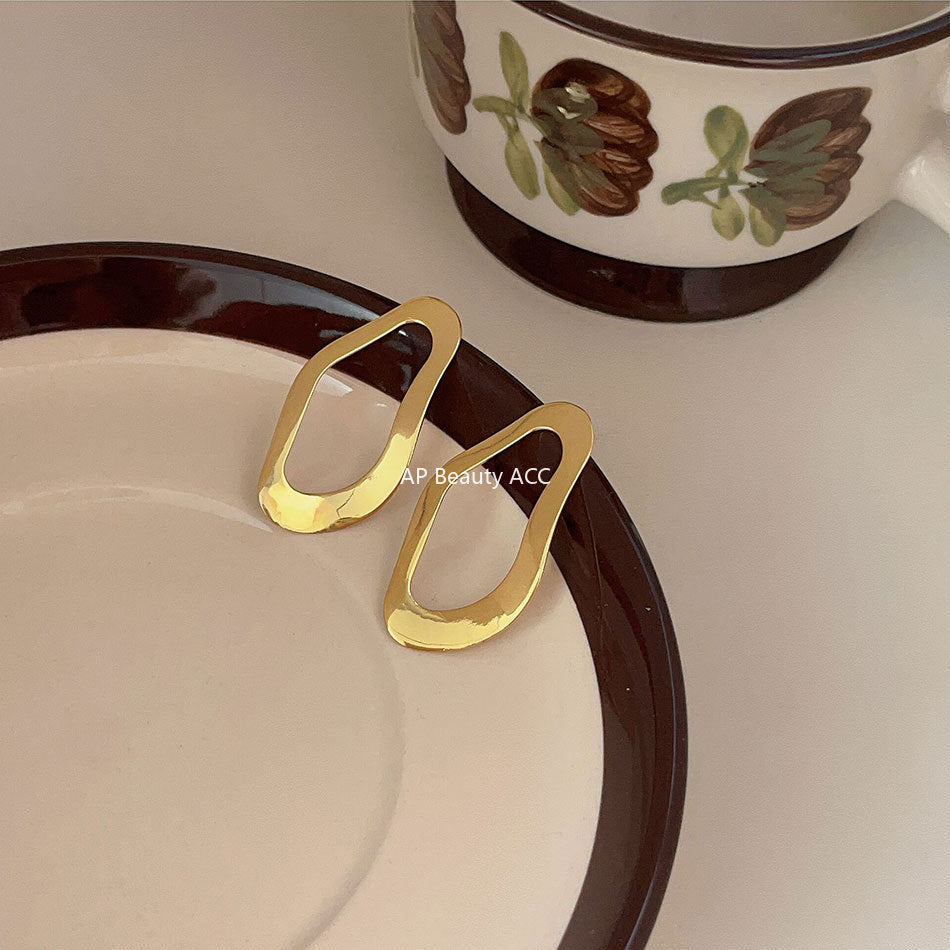 F廠-韓國韓版女925純銀耳釘INS風格設計師不規則造型耳環耳墜網紅耳飾「C588」25.11-1