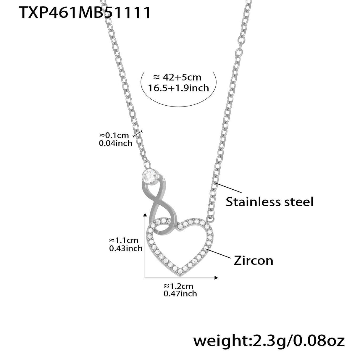 B廠-跨境熱銷款愛心8字鋯石超精緻項鍊手鍊套裝不鏽鋼鍍18k真金「TXP461」25.11-3