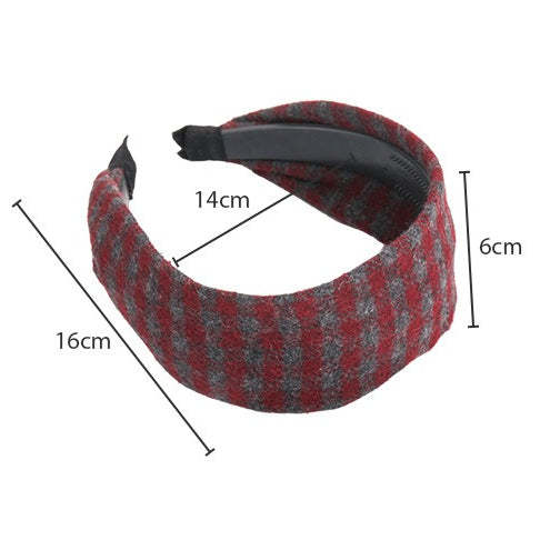 E廠-復古咖色格紋髮箍女日常外戴秋冬氛圍感寬邊頭箍高顱頂髮箍新款女「27632」25.11-1