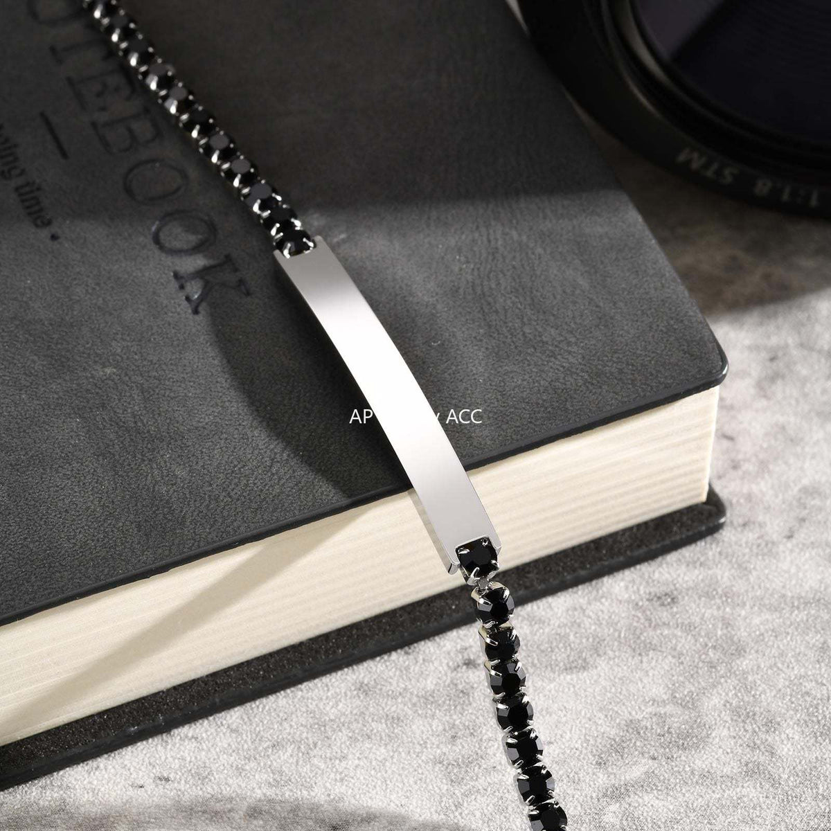 G廠-不鏽鋼歐美簡約百搭黑鋯石鏈小眾感設計彎牌手鍊鋼色「BR-2709」25.12-2