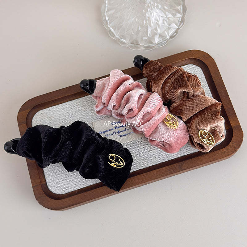 E廠-韓系褶皺絲絨香蕉夾女後腦勺髮夾馬尾竪夾氣質髮飾半扎髮抓夾頭飾「27709」25.11-3