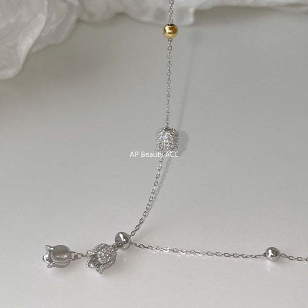 C廠-新中式清冷氣質鈴蘭花項鍊甜美輕奢爆閃鋯石鎖骨鏈高級感秋冬頸鏈「XL-1220」25.12-1