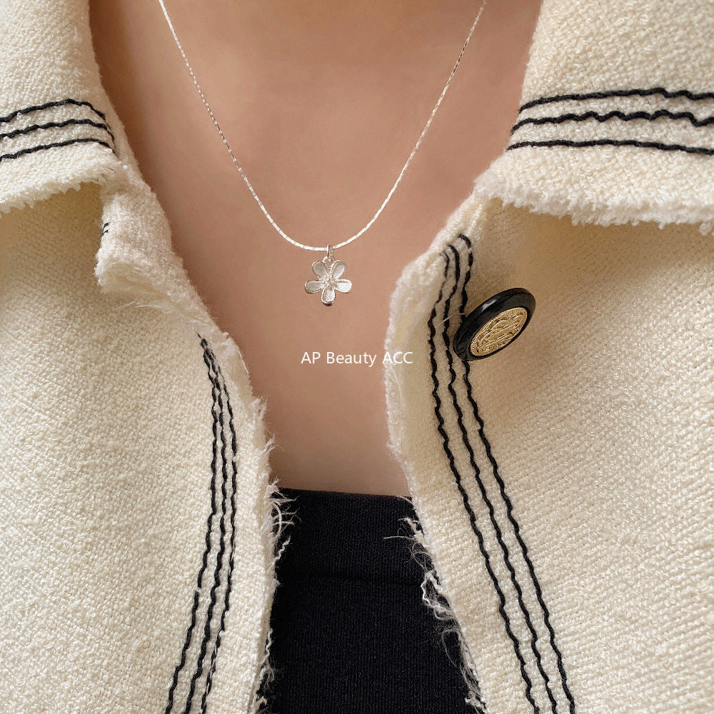 C廠-韓版甜美系輕奢小碎銀花朵竹節S925純銀項鍊車花直管手鍊銀手鍊「1537-1538」25.11-2