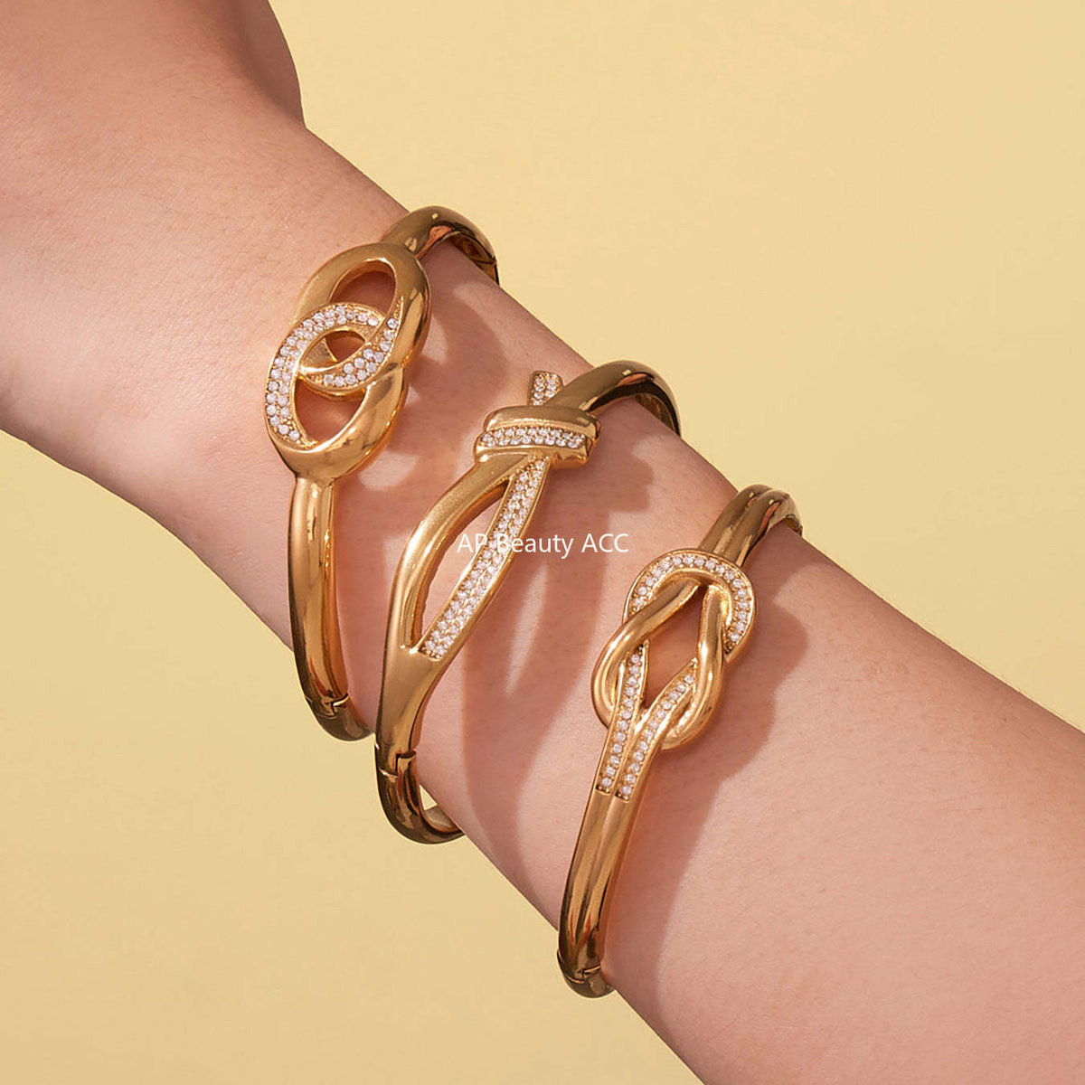 B廠-不鏽鋼滿鑽鋯石雙環卡扣手鐲歐美時尚簡約個性設計氣質手飾「Z509-Z510-Z511」25.10-5