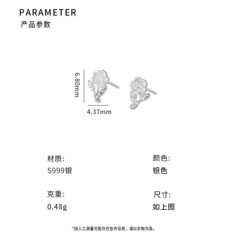 D廠-足銀S999森系田園風玫瑰花耳環女甜美百搭小清新耳環耳環批發「YC3052E_1」25.11-4