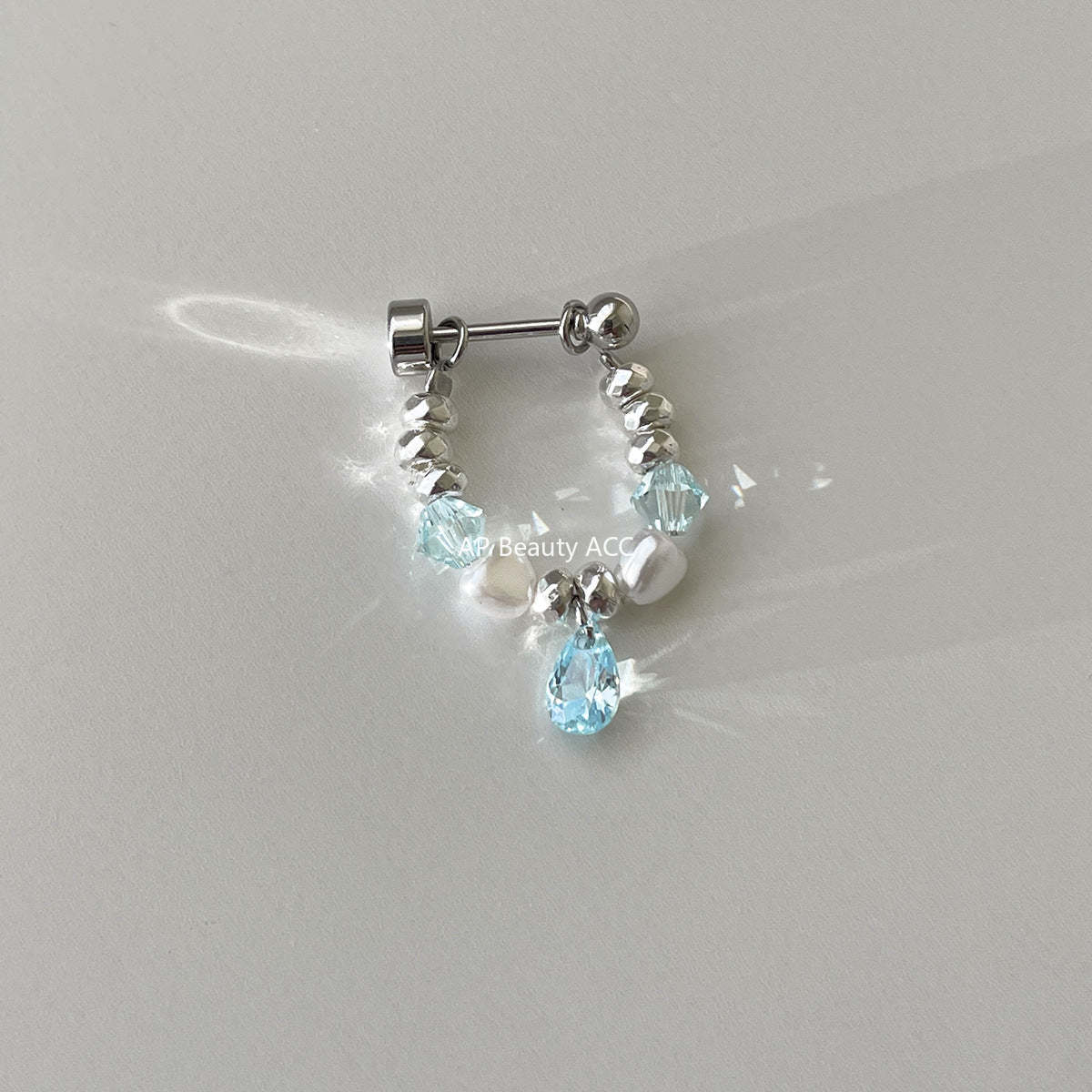 C廠-彩色多巴胺水滴鋯石耳環女輕奢百搭甜美碎銀鈦鋼耳圈精緻秋冬耳飾「EH-4281」25.11-4