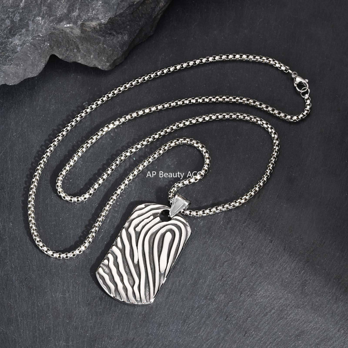 G廠-不鏽鋼歐美簡約百搭男士潮流山丘紋路吊墜狗牌鋼色「PN-2243」25.12-2