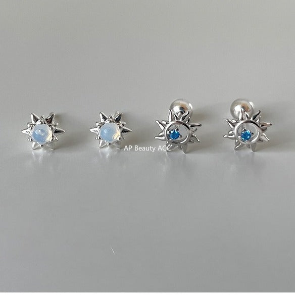 C廠-999純銀小太陽耳釘女高級感耳骨釘小眾特耳環小巧精緻氣質耳飾「EH-2451.eb」25.11-1