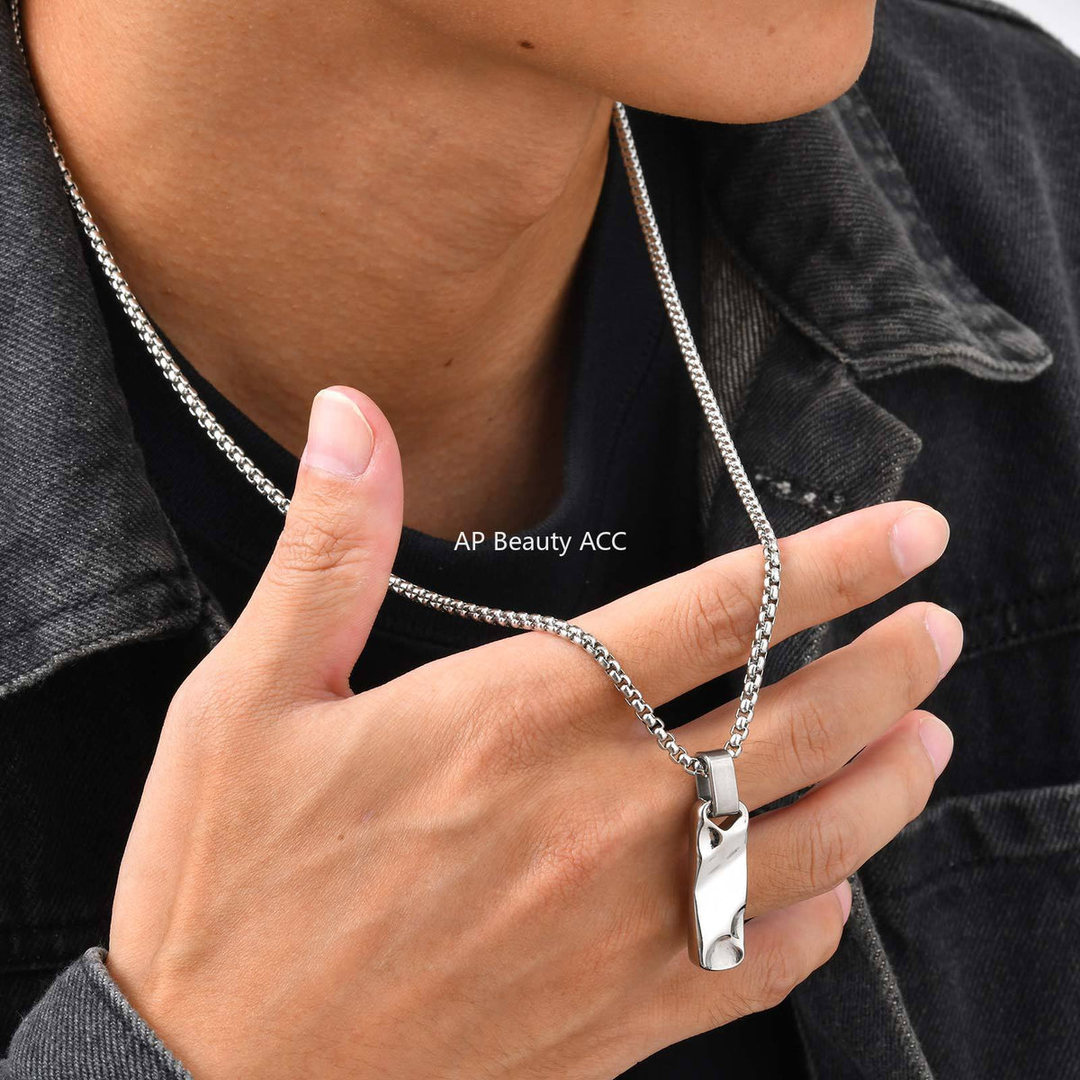 G廠-不鏽鋼立體長方條小眾設計感幾何吊墜男女首飾「PN-2272」25.12-2