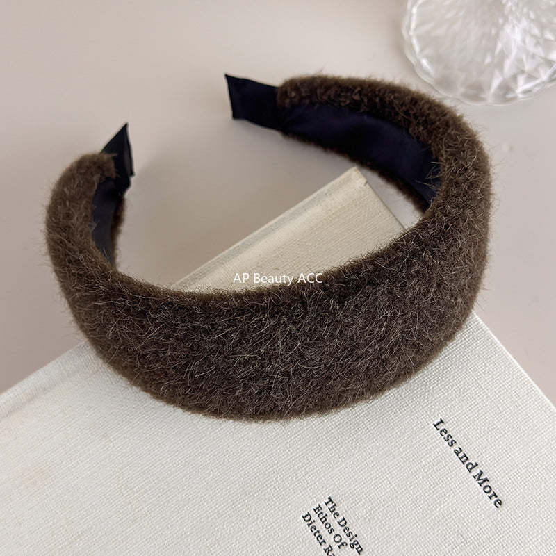 E廠-秋冬細毛絨加厚寬邊髮箍女2025新款高顱頂頭箍氣質百搭髮卡髮飾「27710」25.11-3