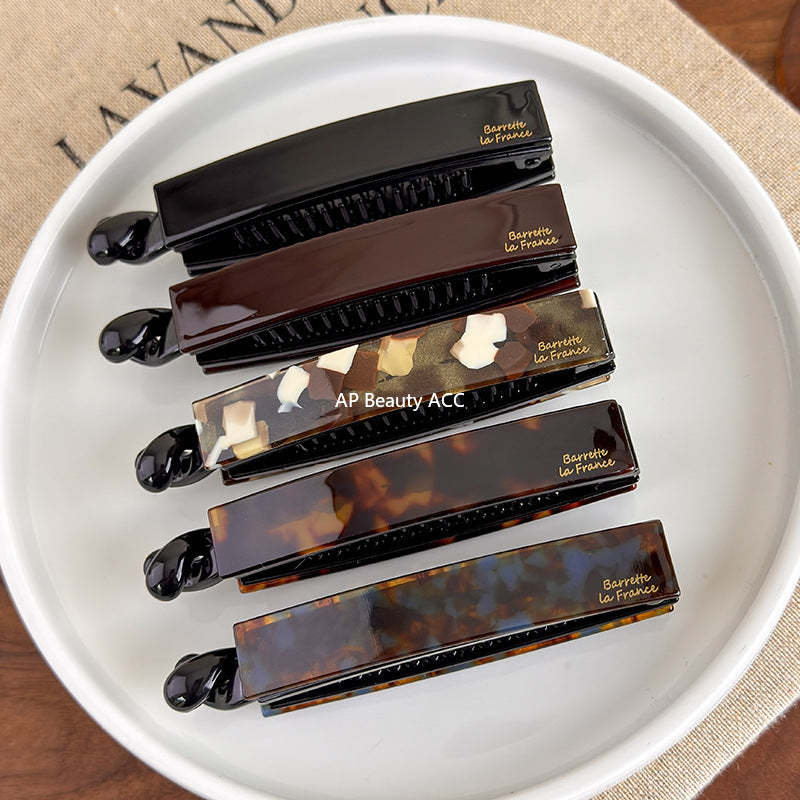 E廠-韓國France一字扭扭夾法式簡約氣質盤髮馬尾竪夾醋酸直條香蕉夾女「27640」25.11-1