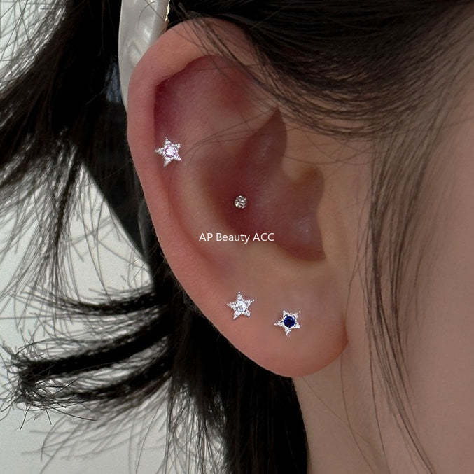 C廠-925純銀星星鋯石耳釘女時尚簡約氣質設計感甜美耳骨釘ins百搭耳飾「EH-4294」25.12-1