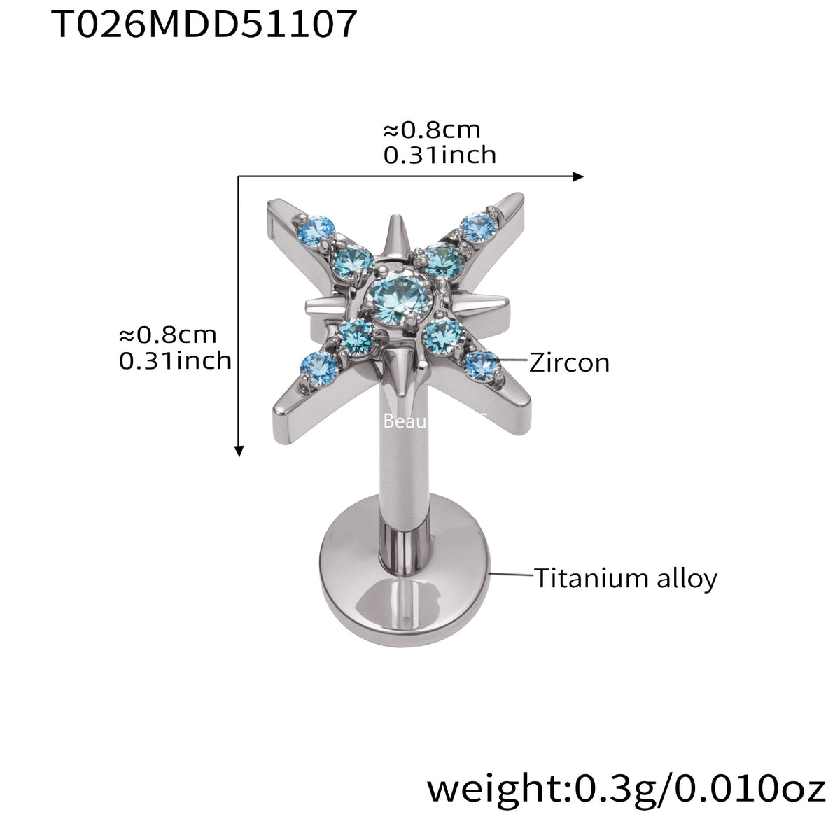 B廠-撒旦的孩子美人魚穿刺唇釘女鈦合釘甜酷辣妹唇環鈦合金飾品「T009」25.11-2